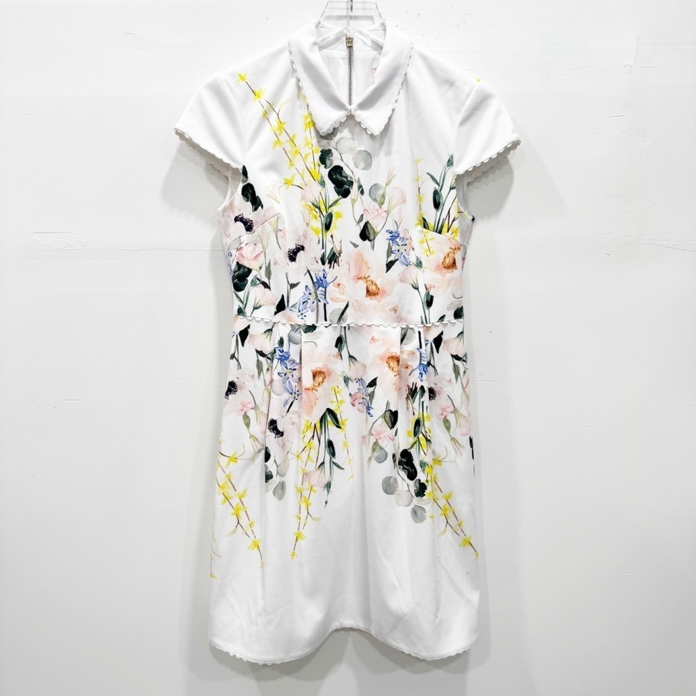 Ted Baker London Charsy Elegance Scalloped White Dress Size 2